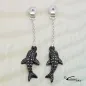 Mobile Preview: Pair Front & Back Earrings 'Manta-Whaleshark' Coconut/White
