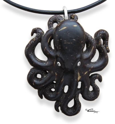 Kokosanhänger 'Octopus Silver-Eye'