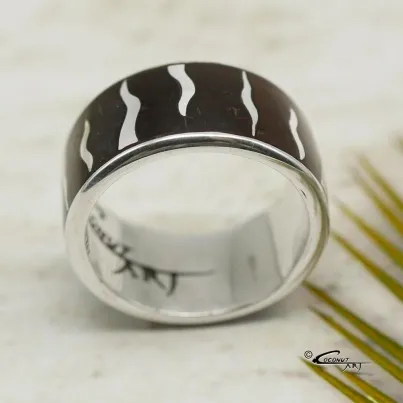 Kokos-Silber Ring 'Tiger'