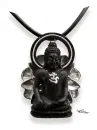 Kokos-Anhänger Buddha mit Silberintarsien
