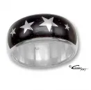 Kokos-Silber Ring 4 Sterne Inlay